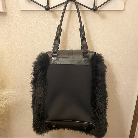 Y3 YOHJI YAMAMOTO Adidas Rare Shearling Sherpa Leather Oversized Bag - Picture 10 of 16